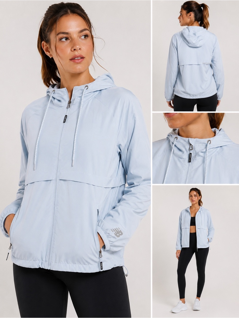 New Balance Women’s Hooded Windbreaker Jacket Light Blue Size M Lightweight Full - Picture 8 of 8